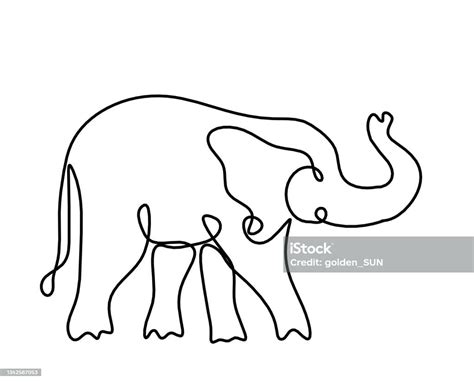 Silhouette Déléphant Abstrait Au Trait Dessiné Sur Blanc Vecteurs