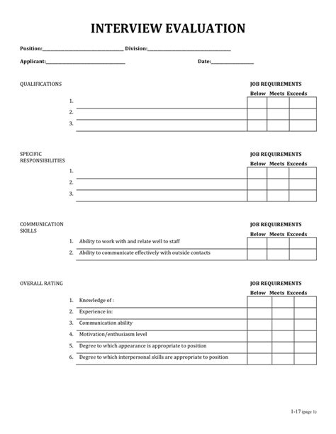 134 printable interview evaluation form templates fillable images