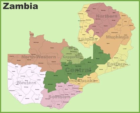 Zambia Map With Districts My Maps