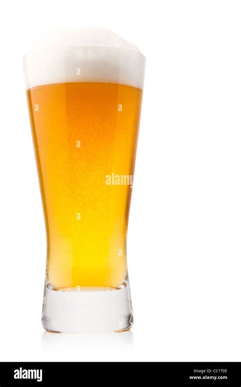 Beer Into Glass Isolated On White Stock Photo Alamy