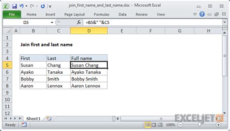 However, first and last name is singular). Excel formula: Join first and last name | Exceljet