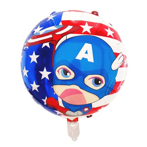 50pcs Cartoon Captain America Foil Balloons New Style 18inch Round