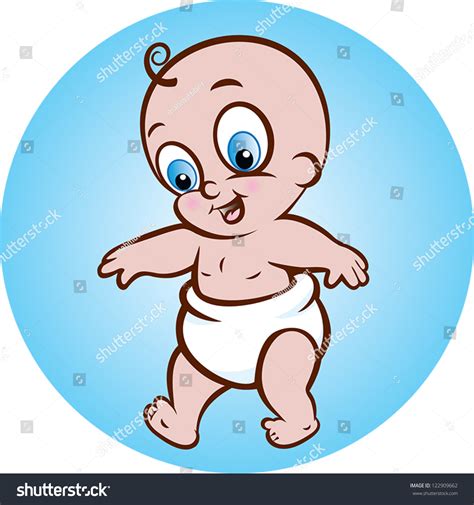 Vector Illustration Of Cute Baby In Diaper Making His