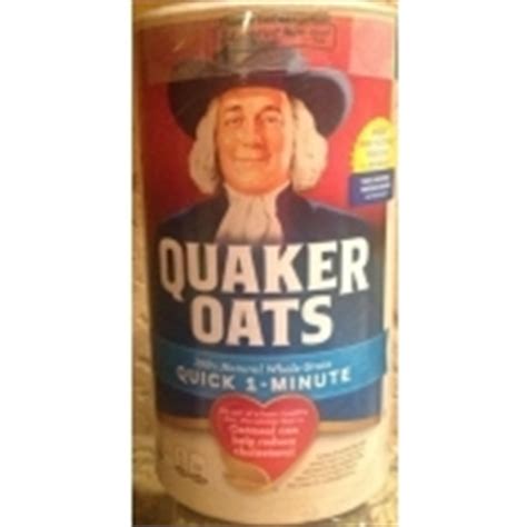 Quaker oats 100 natural whole grain old fashioned. Quaker Quick 1 Minute Oats: Calories, Nutrition Analysis & More | Fooducate