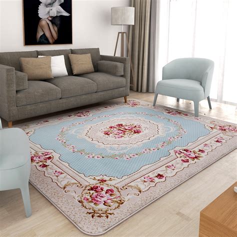 European Pastoral Carpet Living Room Sofa Floor Mats Super Soft Coral