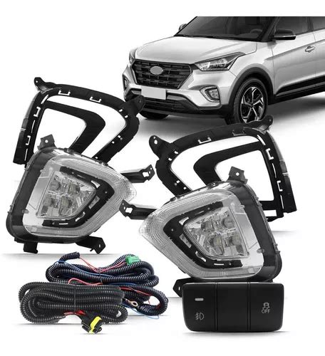 kit farol auxiliar creta 2020 drl seta botão modelo orig frete grátis