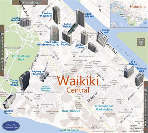 Waikiki Central Condo Map Honolulu Oahu Hawaii