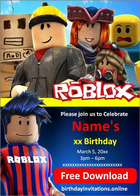 Roblox Birthday Invitation Birthday Invitations