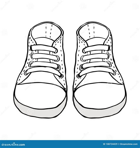 Sketch Illustration Of Kids Shoes Isolated On White Stock Vector