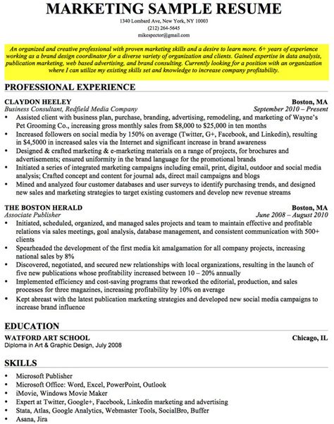Standard Job Objective Resume