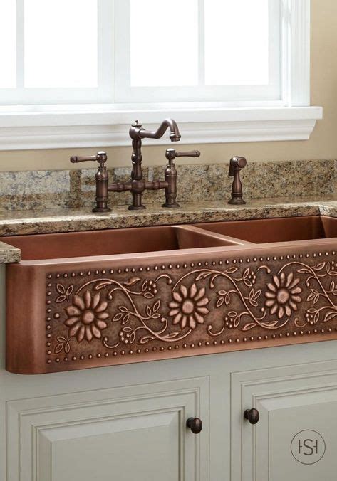 Dxv kitchen sinks offer abundant space and loads of style. Double Copper Offset Farmhouse Sink. - Life Is A Luxury | Copper farmhouse sinks, Cottage chic ...