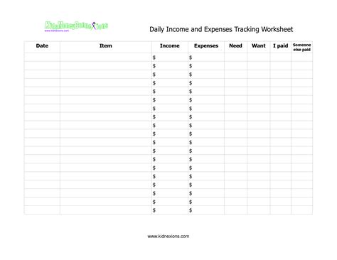 Free Printable Income And Expense Worksheet