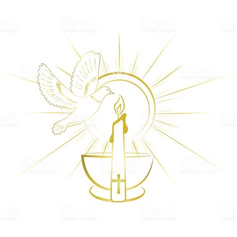 Baptism Sacrament Symbols Gold And Simple Invitation Design