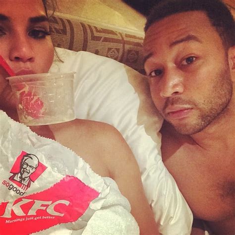 Chrissy Shared A Photo Of The Couple Eating Kfc In Bed In