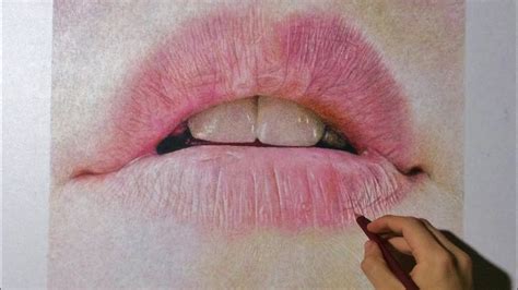 Drawing Realistic Lips Pastel Pencils Youtube