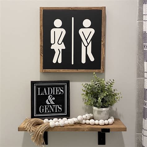 13x13 Potty Dance His Hers Restroom Powder Room Etsy Wood