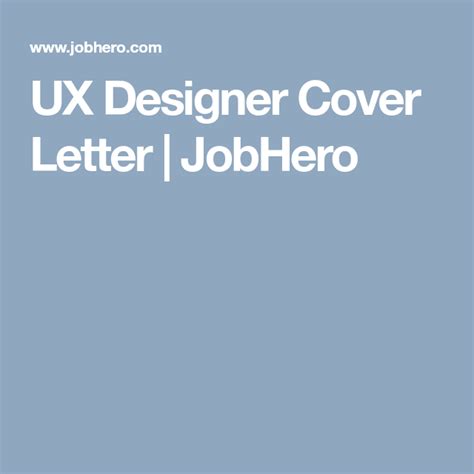 Ux Designer Cover Letter Jobhero Ux Design Cover Letter Example
