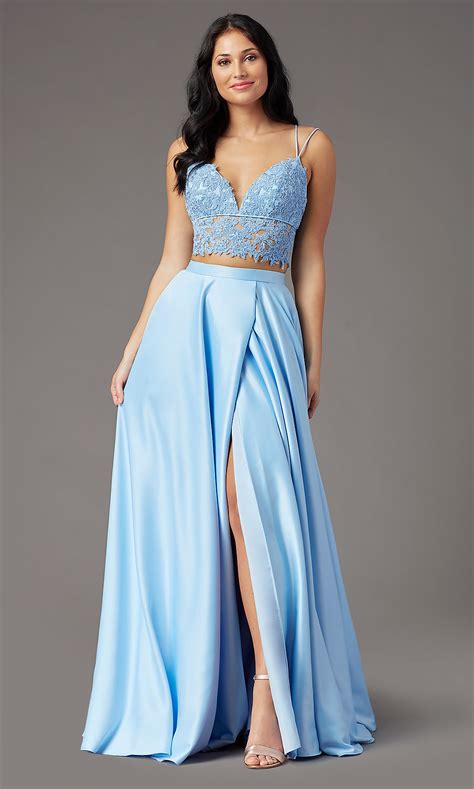 Two Piece Long Prom Dress With Pockets Promgirl