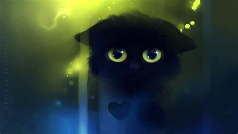 วอลเปเปอร์ งานศิลปะ สีน้ำเงิน เครา แมวดำ Apofiss ความมืด