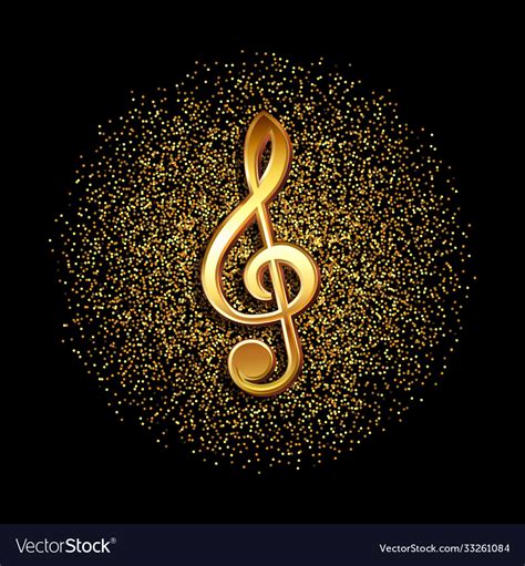 Clef Music Symbol On Gold Glitter Background Vector Image