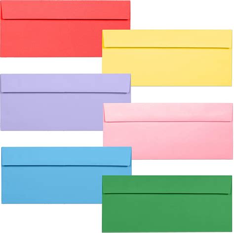 amazon カラー封筒 レターサイズ 36枚パック 10 ビジネス封筒 4 1 8 x 9 1 2インチ 6色 ビジネス封筒 文房具・オフィス用品