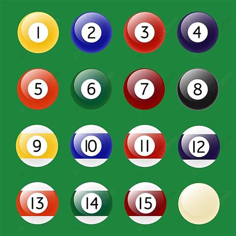 Pool Balls Set Color Numbers Two Vector Color Numbers Two Png And