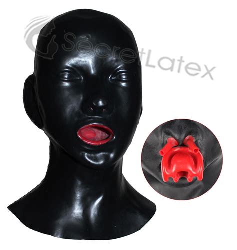 Latex Black Rubber Hood Long Gimp Mouth Sheath Fetish Anatomical Female Zip Mask Ebay