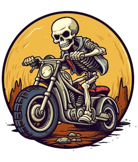 Premium Vector Skeleton On A Motorcycle Riding Vector Illustration