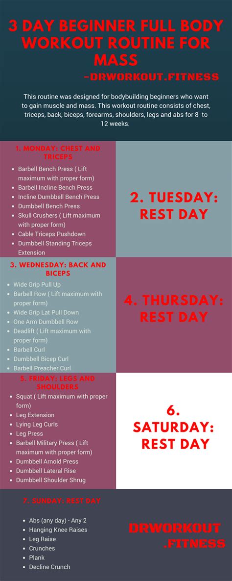 Day Beginner Workout Routine For Mass Dr Workout