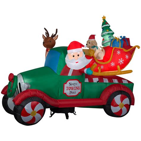 Gemmy Christmas Airblown Inflatable Santas Vintage Tow Truck 6 Ft