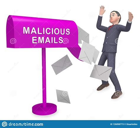 Malicious Emails Spam Malware Alert 3d Rendering Stock Illustration