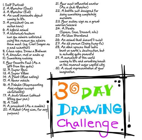 Drawing Challenge 30 Day Drawing Challenge Drawing Challenge Art