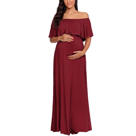 Off Shoulder Ruffle Props Pregnancy Maxi Long Maternity Dresses Maternity Mermaid Dresses