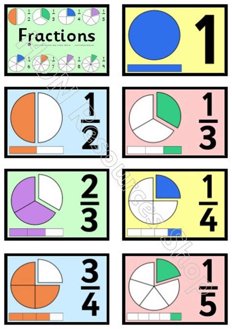 Items Similar To Fractions 20 Printable Flash Cards On Etsy