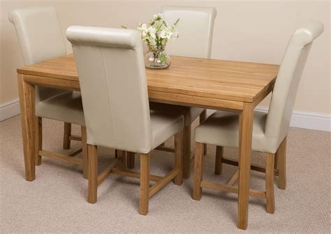 I will say that there is no adjustment on the feet. Bevel Solid Oak 150cm Dining Table & 4 White Washington Leather Chairs | Absolute Home