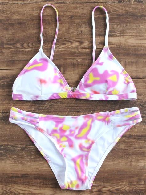 Shop Tie Dye Triangle Bikini Set Online Shein Offers Tie Bikinis
