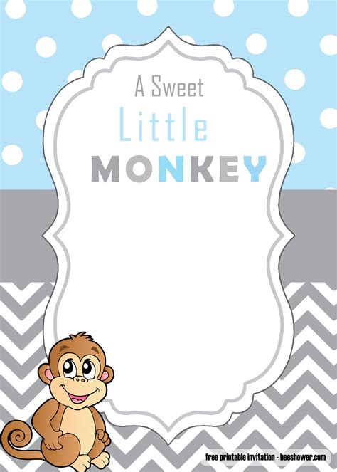 Have a go at our free printable baby shower bingo! FREE Cute Monkey Baby Shower Invitations Templates | FREE ...