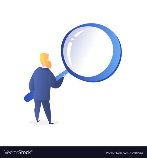 Businessman Looking Through Magnifying Glass Vector Image