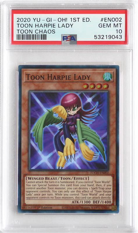 2020 Yugioh 1st Ed Toon Chaos En002 Toon Harpie Lady Super Rare Psa 10 Card Pokefeens