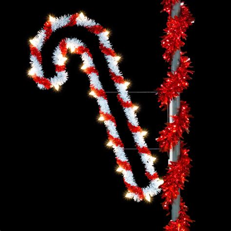 Outdoor Christmas Decorations 7 Prelit Sparkling Candy Cane Pole Mount
