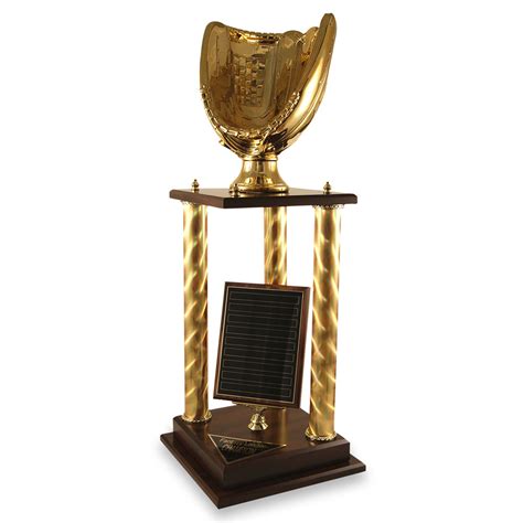 Golden Baseball Glove Victory Trophy Far Out Awards