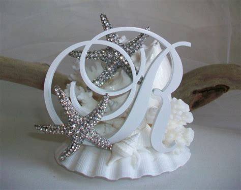 Attaching the starfish individually to bamboo skewers will create simple drink stirs or. Beach Theme Wedding Monogram Cake Topper (Choice of Letter ...