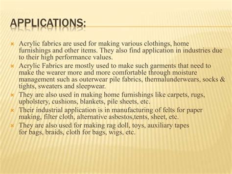 Properties And Uses Of Acrylic Fiber Ppt