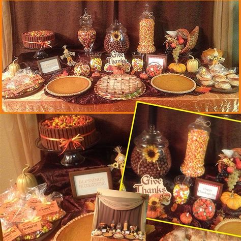 Buffet table setting pics and suggestions: Thanksgiving Candy Buffet table #kitkatcake | Thanksgiving ...