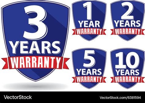 Flat Design Warranty Label Set With Red Ribbon Vector Image