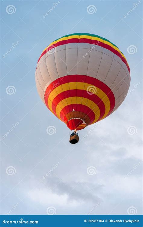 White Red Yellow Hot Air Balloons In Flight Stock Photo Image Of