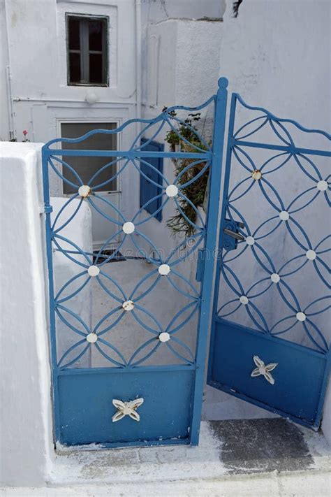 Door In Small Greece Village Exo Gonia On Santorini Stock Image Image