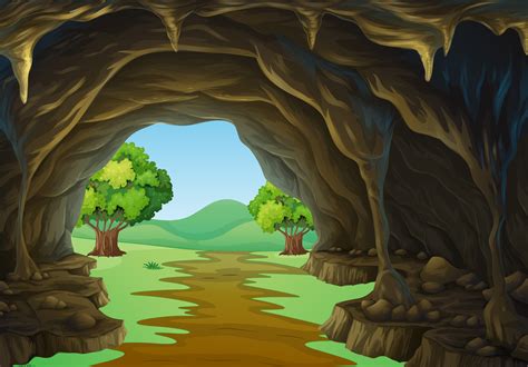 Nature Scene Of Cave And Trail Download Free Vectors Clipart Graphics And Vector Art