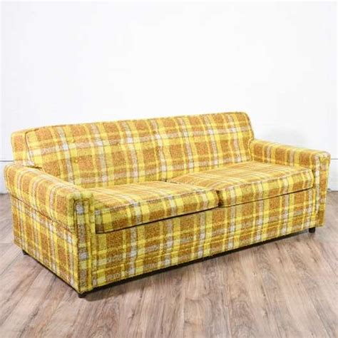 Retro Mid Century Modern Plaid Sleeper Sofa Loveseat Online Auctions