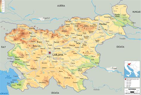 Physical Map Of Slovenia Ezilon Maps